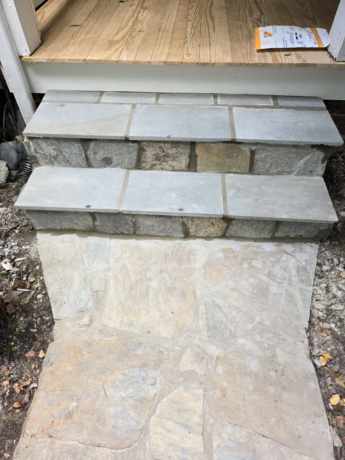 Stone entry steps — After finishing